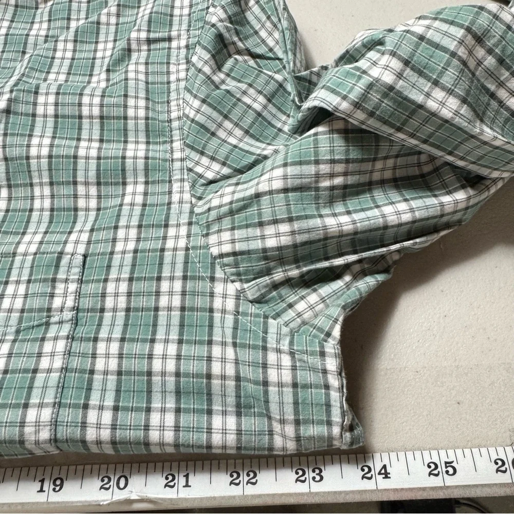 J. Crew Stretch Men’s Green Plaid Casual Button Down Shirt Long Sleeve Slim Fit‎
